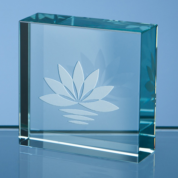 Jade Glass Square Paperweight - SY3087
