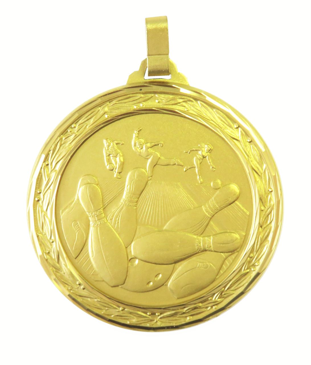 Gold Faceted Ten Pin Bowling Medal - Large (size: 60mm) - 404FL