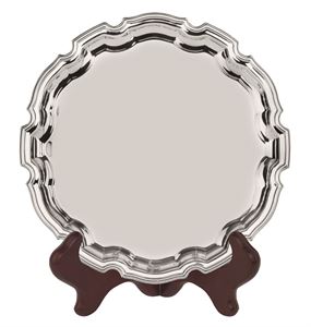 Heavy Gauge Nickel Plated Round Chippendale Tray  - S3