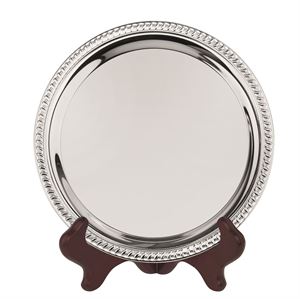 Heavy Gauge Nickel Plated Round Tray With Gadroon Edge - S6