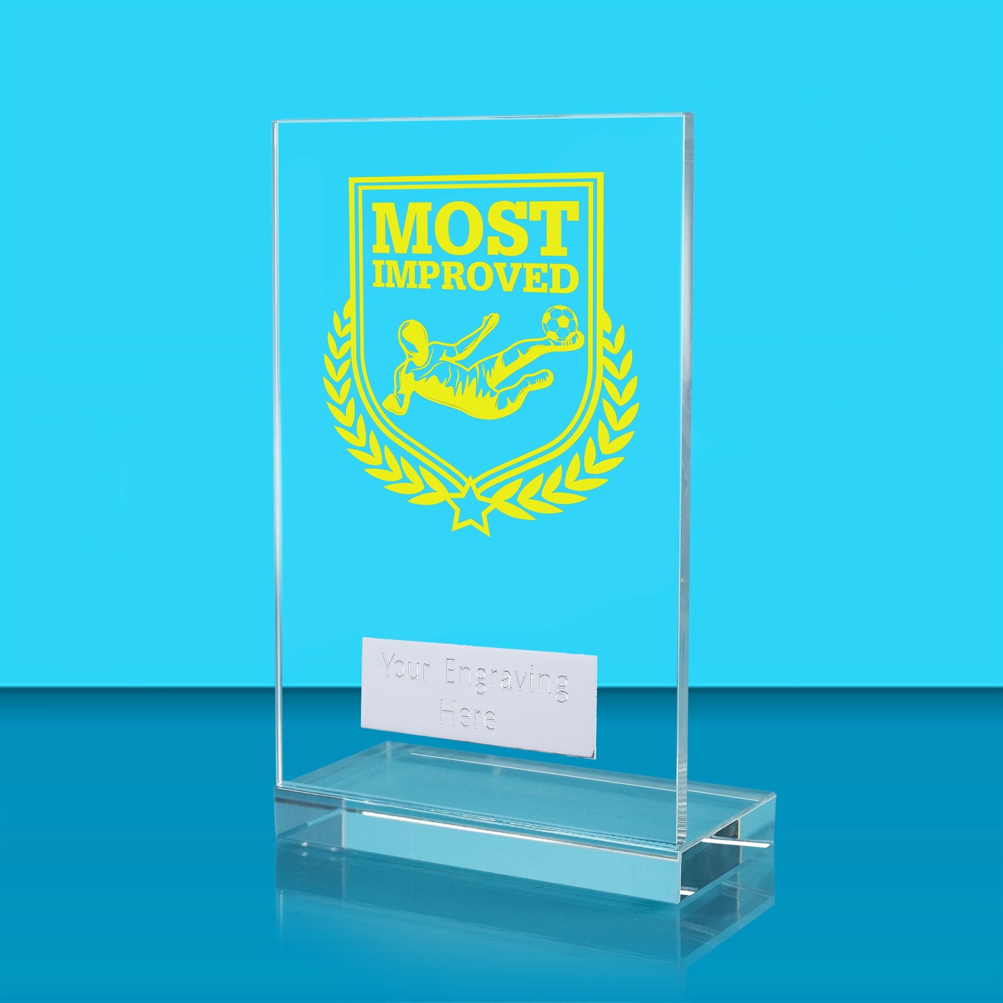 Achievement Football Most Improved Player Glass Award - AFG024-FOOT13 ...
