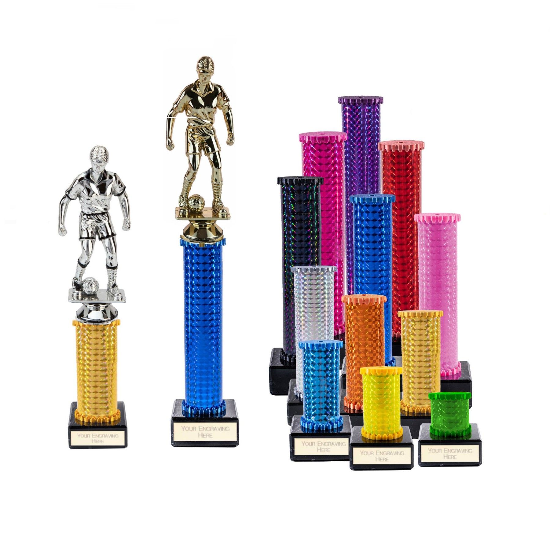 Icon Holographic Female Footballer Column Trophy - AFCOLH-AFBP007 ...