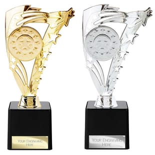 Art-Trophies AT4138 Trophée Football 14 Cm : Figurine Argentée Ballon Et Laurier, Résine Bicolore