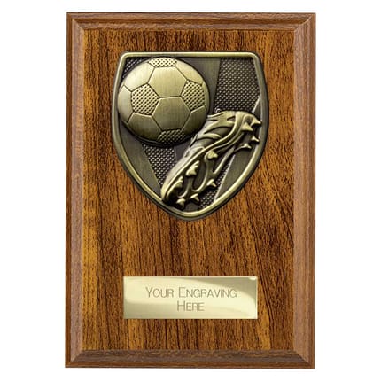 Cobra Football Boot & Ball Plaque - Walnut - PN24195 | Impact Trophies