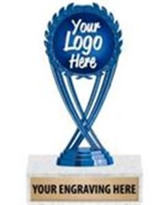 Personalised Engraved Trek Blue Glass Plaque Trophy Award 