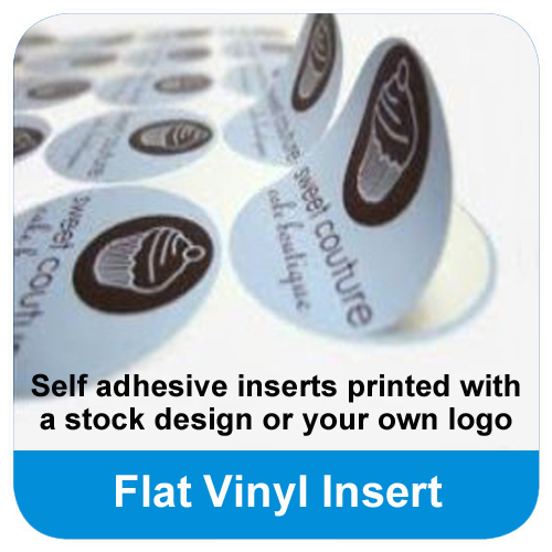Your logo printed on flat vinyl inserts