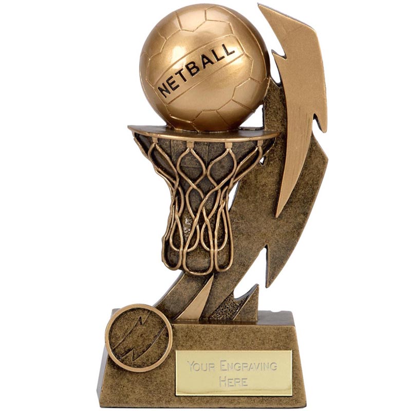 Gold Flash5 Netball Trophy Award 2 sizes free engraving & p&p 