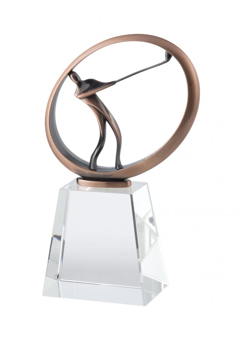 Bronze Finish Metal & Crystal Golf Award - AC229