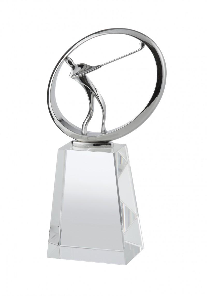 Silver Finish Metal & Crystal Golf Award - AC230