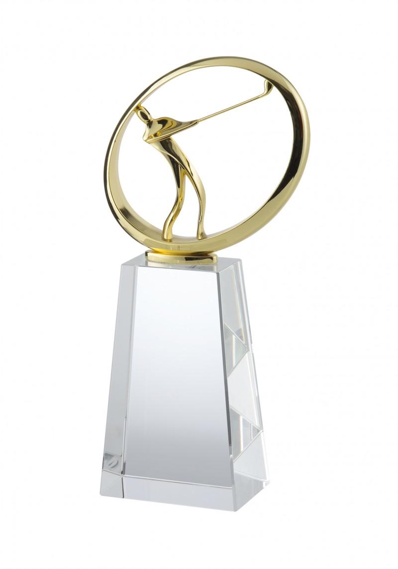 Gold Finish Metal & Crystal Golf Award - AC231