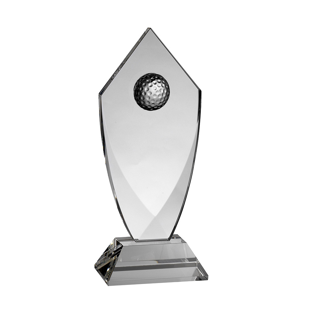 Clear Crystal Golf Plaque Award - AC187