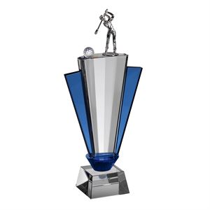 Clear & Blue Crystal Golfer Award - GLC014