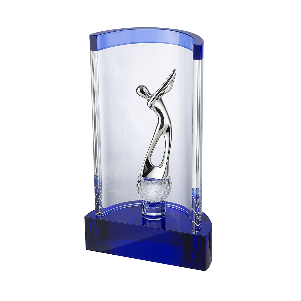 Golf Champions Clear & Blue Crystal Award - AC220