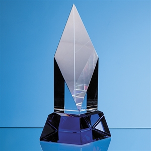 Clear Optical Crystal Diamond Mounted on a Cobalt Blue Base - SY7024