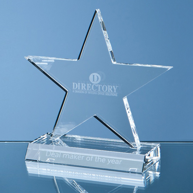 Optical Crystal 5 Pointed Star on Base Award - SY1061