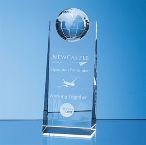 Optical Crystal Globe Rectangle Award - SY5096
