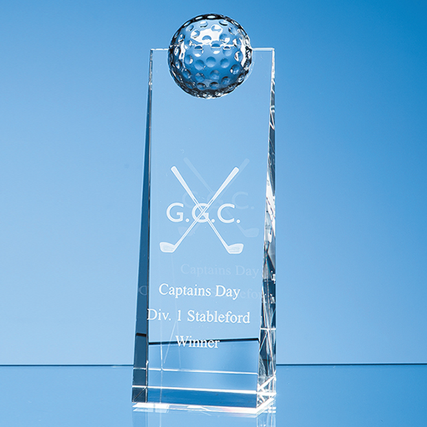 Optical Crystal Golf Ball Rectangle Award - SY3050
