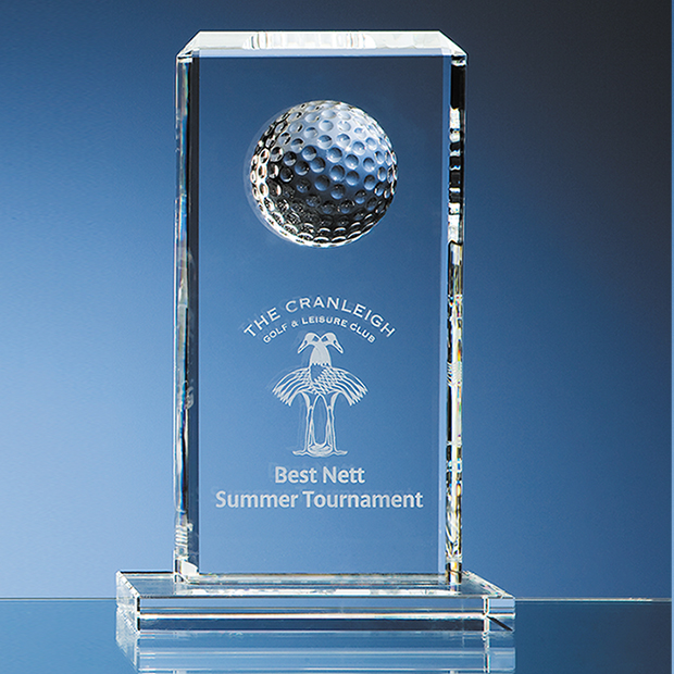 Optical Crystal Golf Ball Rectangle Award - SY1052