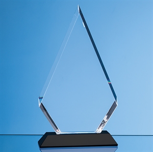 Optical Crystal Facet Diamond Award with an Onyx Black Base - SY7039
