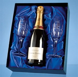 Blenheim Double Champagne Flute Gift Set with 75cl Bottle of Laurent Perrier Champagne - PB204
