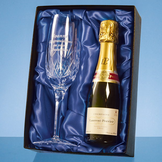 Blenheim Single Champagne Flute Gift Set with 20cl Bottle of Laurent Perrier Champagne - PB202