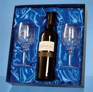 Blenheim Double Goblet Gift Set with a 75cl Bottle of Red Wine - PB210