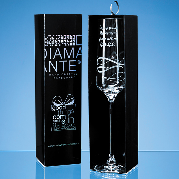 Just For You Diamante Champagne Flute with Spiral Design Cutting in an Attractive Gift Box - SL519