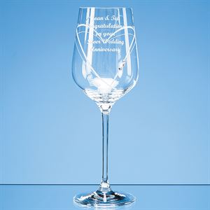 Just For You Diamante Wine Glass with Heart Shaped Cutting in an Attractive Gift Box - SL517