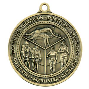 Gold Olympia Triathlon Medal (size: 60mm) - MM17012G