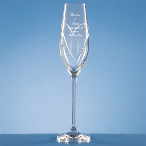 Diamante Champagne Flute with a Heart Shaped Cutting - SL208