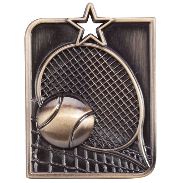 Gold Centurion Star Tennis Medal (size: 53mm x 40mm) - MM15016G