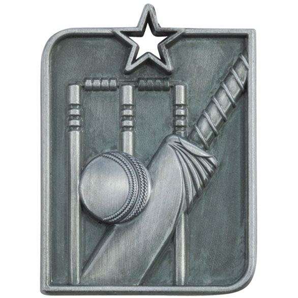 Silver Centurion Star Cricket Medal (size: 53mm x 40mm) - MM15009S