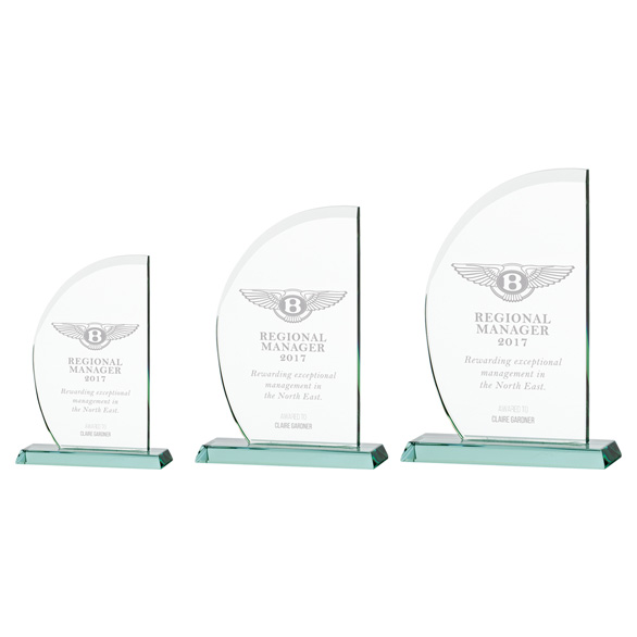 Jade Impulse Wave Crystal Award 3 sizes - CR7179