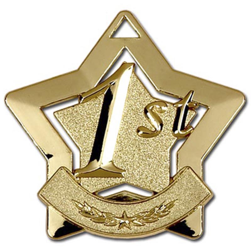Gold 1st Place Mini Star Medal (size: 60mm) - AM711