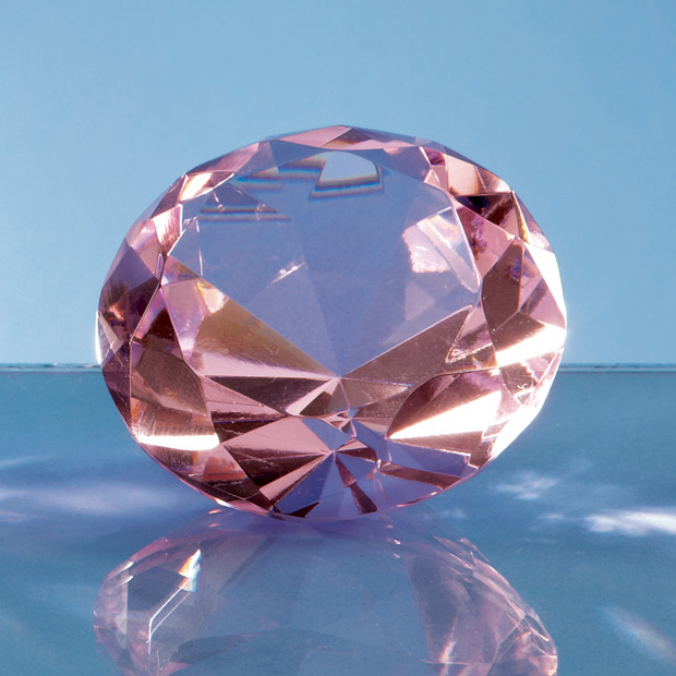 Optical Crystal Pink Diamond Paperweight - SY4011