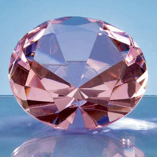 Optical Crystal Pink Diamond Paperweight - SY4012