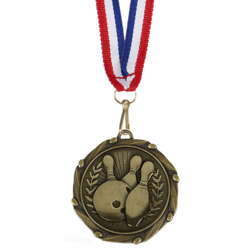 Gold Combo Ten Pin Bowling Medal (size: 45mm) - AM1057.12