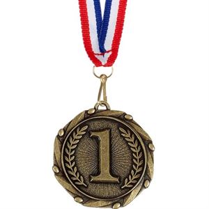 1st PLACE METAL MEDALS 50mm PACK OF 10,RIBBONS INSERTS or OWN LOGO & TEXT 