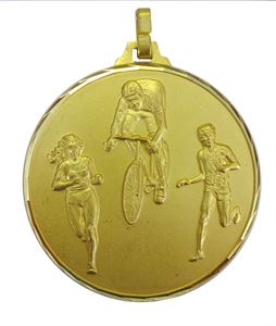 Gold Faceted Cycle & Run Biathlon Medal (size: 42mm) - 338F/42G