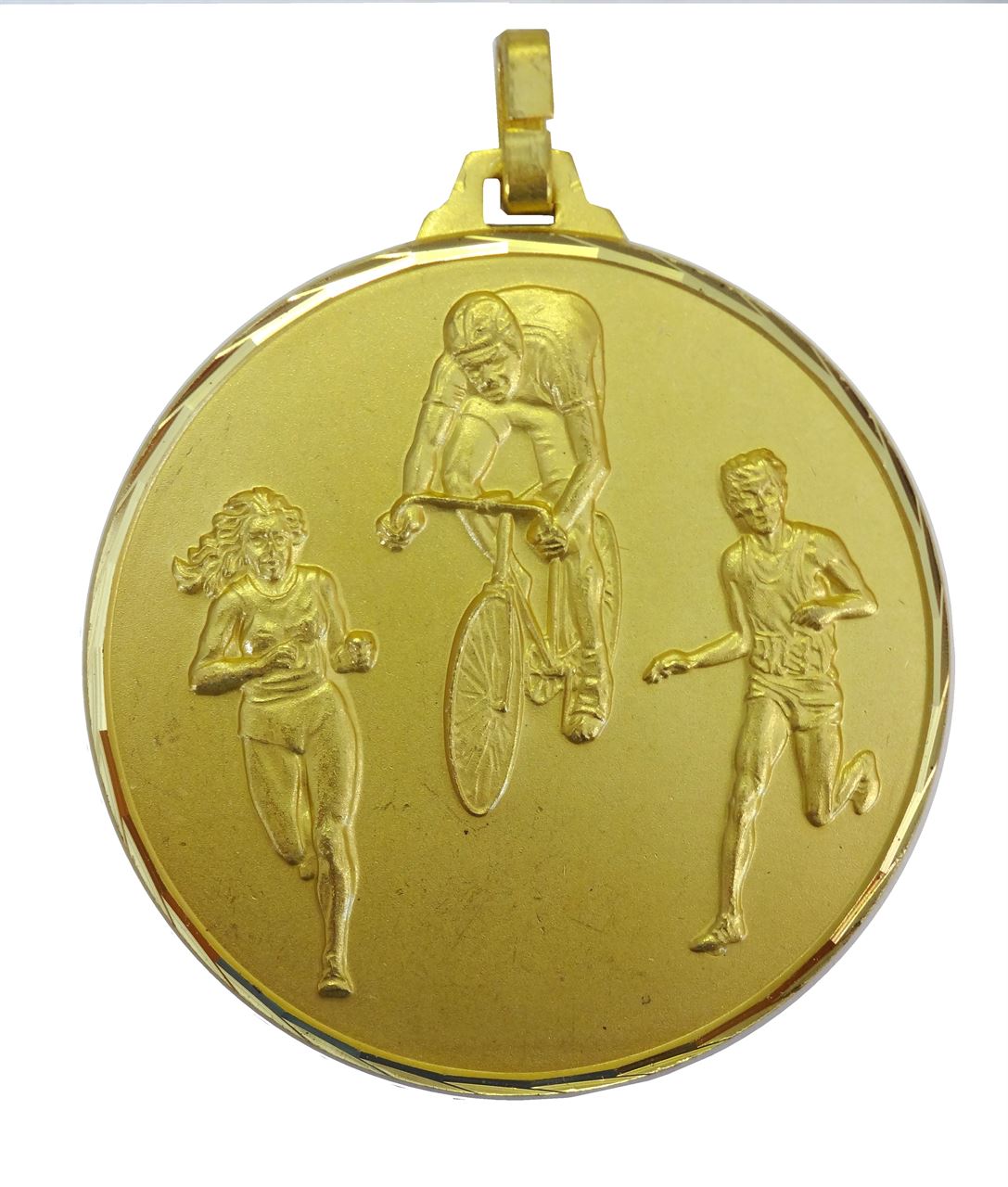Gold Faceted Triathlon Medal (size: 52mm) - 338F/52G