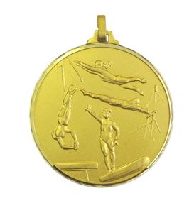 Gold Faceted Female Gymnastics Medal (size: 52mm) - 412/52G