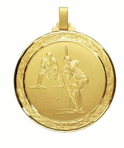 Gold Faceted Cricket Medal (size: 60mm) - 403/60G