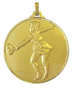 Gold Faceted Female Tennis Player Medal (size: 52mm) - 326F