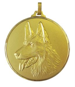 Gold Faceted Alsatian Medal (size: 42mm and 52mm) - 166F