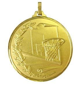 Gold Faceted Basketball Hoop Medal (size: 42mm) - 252F/42G