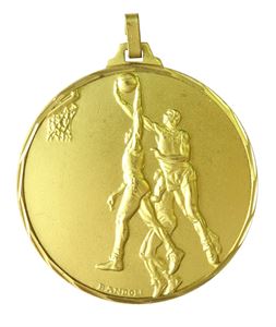 Gold Faceted Basketball Medal (size: 52mm) - 254F/52G