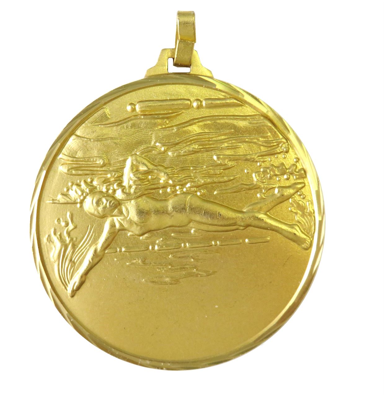Gold Faceted Female Swimming Medal (size: 42mm) - 243F