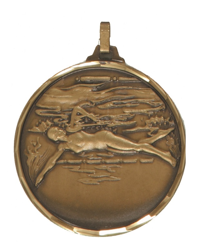Bronze Faceted Female Swimming Medal (size: 42mm) - 243F