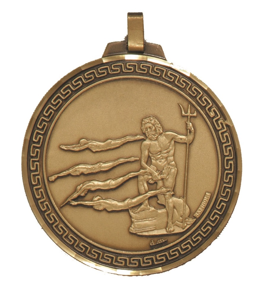 Bronze Faceted Female Swimming Medal (size: 70mm) - 247F