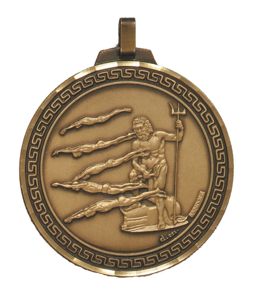 Bronze Faceted Male Swimming Medal (size: 70mm) - 248F